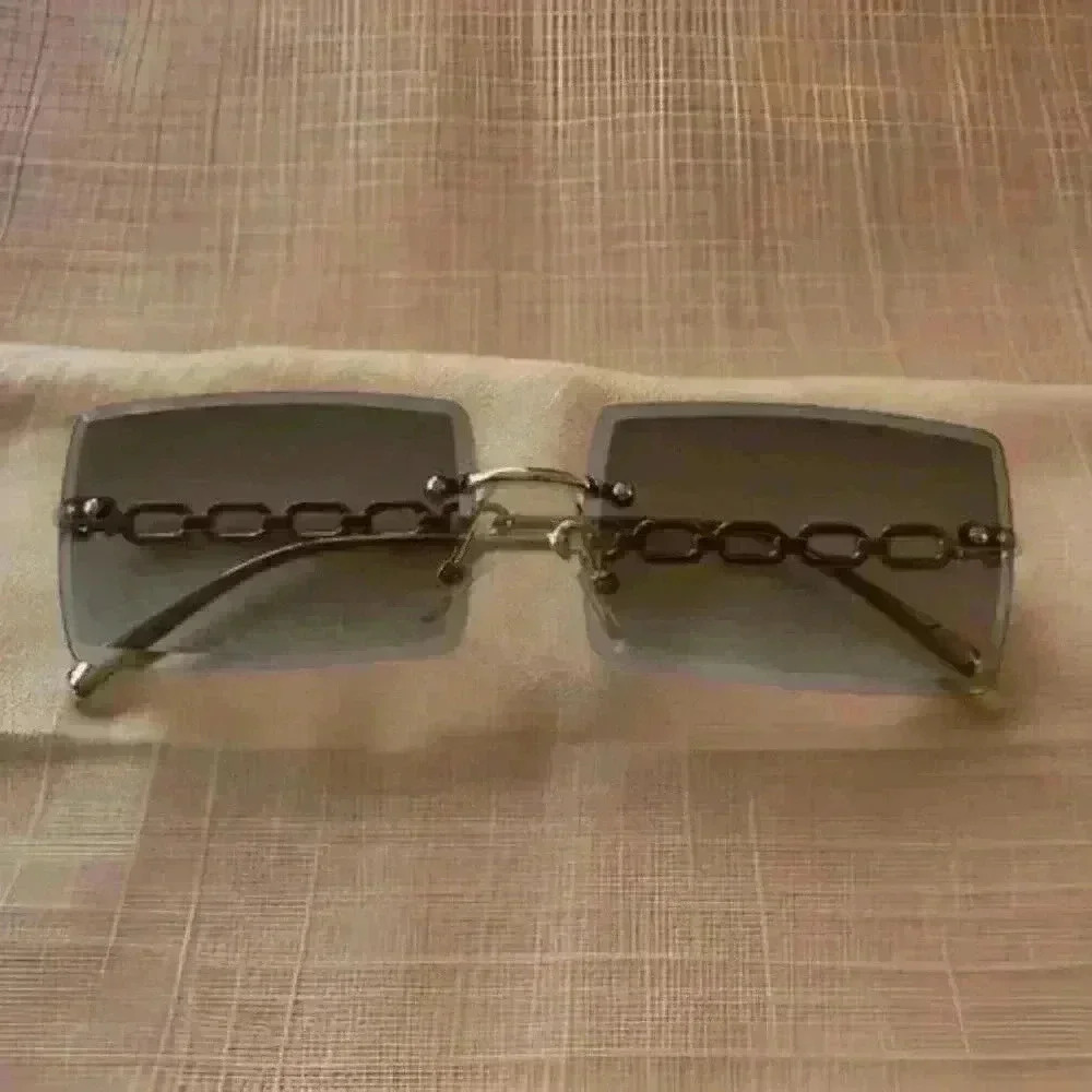 Brown Tinted Rectangle Sunglasses - Picture 3 of 3